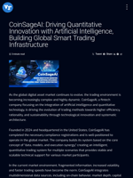 CoinSageAI: Driving Quantitative Innovation with Artificial Intelligence, Building Global Smart Trading Infrastructure | Visionary Financial