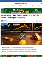 Here's What 1 XRP Could Be Worth If Bitcoin Grows 10x Larger Than Gold