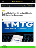 Trump Media Files S-1 for Spot Bitcoin ETF Backed by Crypto.com