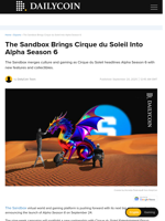 The Sandbox Brings Cirque du Soleil Into Alpha Season 6 - DailyCoin