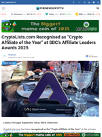 CryptoLists.com Recognised as “Crypto Affiliate of the Year” at SBC’s Affiliate Leaders Awards 2025 - TheNewsCrypto