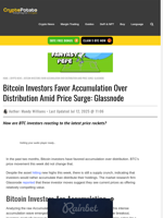 Bitcoin Investors Favor Accumulation Over Distribution Amid Price Surge: Glassnode