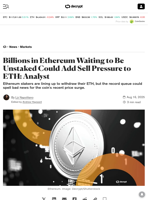 Billions in Ethereum Waiting to Be Unstaked Could Add Sell Pressure to ETH: Analyst - Decrypt