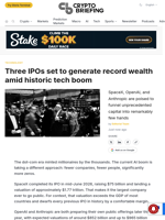 Three IPOs set to generate record wealth amid historic tech boom