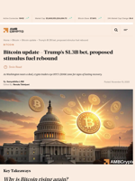 Bitcoin update - Trump’s $1.3B bet, proposed stimulus fuel rebound - AMBCrypto