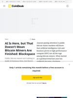 AI Is Here, but That Doesn’t Mean Bitcoin Miners Are Finished: Blockspace