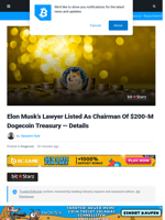 Elon Musk’s Lawyer Listed As Chairman Of $200-M Dogecoin Treasury — Details | Bitcoinist.com
