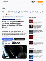 KelpDAO Exploiter Moves 75,701 ETH to Mainnet, Begins Routing $175M to Bitcoin