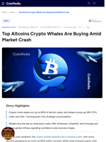 Top Altcoins Crypto Whales Are Buying Amid Market Crash
