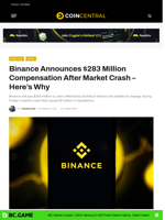 Binance Announces $283 Million Compensation After Market Crash - Here's Why - CoinCentral