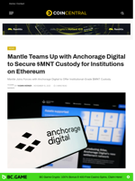 Mantle Teams Up with Anchorage Digital to Secure $MNT Custody for Institutions on Ethereum
