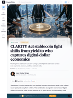 CLARITY Act stablecoin fight shifts from yield to who captures digital-dollar economics