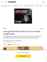 Strategy keeps STRC payout unchanged amid push to maintain $100 share price