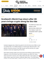 Scotland's World Cup return after 28 years brings crypto along for the ride