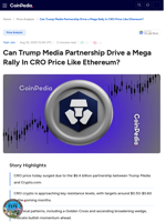 Can Trump Media Partnership Drive a Mega Rally In CRO Price Like Ethereum?