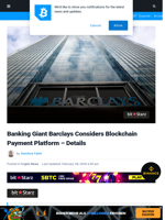 Banking Giant Barclays Considers Blockchain Payment Platform - Details | Bitcoinist.com