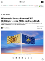 Wisconsin Boosts Bitcoin ETF Holdings, Going All-In on BlackRock - Decrypt