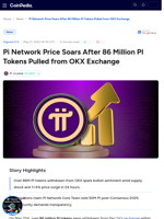 Pi Network Price Soars After 86 Million PI Tokens Pulled from OKX Exchange