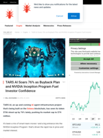 TARS AI Soars 76% as Buyback Plan and NVIDIA Inception Program Fuel Investor Confidence - NullTX