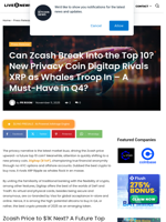 Can Zcash Break Into the Top 10? New Privacy Coin Digitap Rivals XRP as Whales Troop In – A Must-Have in Q4?  | Live Bitcoin News