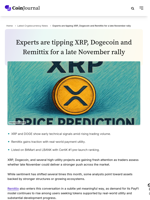 Experts are tipping XRP, Dogecoin and Remittix for a late November rally - CoinJournal