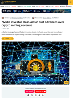 Nvidia Faces Investor Class Over Misstatements on Crypto Mining Sales