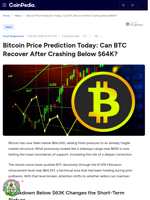 Bitcoin Price Prediction Today: Can BTC Recover After Crashing Below $64K?