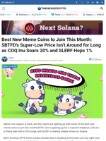 Best New Meme Coins to Join This Month: $BTFD’s Super-Low Price Isn’t Around for Long as COQ Inu Soars 20% and SLERF Hops 1% - TheNewsCrypto