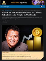 'Even 0.01 BTC Will Be Priceless in 2 Years,' Robert Kiyosaki Weighs In On Bitcoin