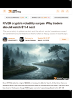 RIVER crypto's volatility surges: Why traders should watch $11.4 next - AMBCrypto