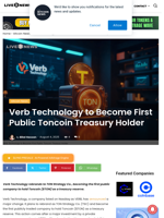 Verb Technology to Become First Public Toncoin Treasury Holder | Live Bitcoin News
