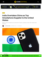 India Overtakes China as Top Smartphone Supplier to the United States - CoinCentral