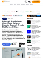 Internet Breakdown: Cloudflare Outage Knocks Several Crypto Platforms Offline – Crypto News Bitcoin News