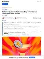 Pi Network Crashes 40%, Decoupling from Bitcoin Signals Losses