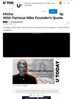 Michael Saylor Reacts to Bitcoin Dip With Famous Nike Founder's Quote