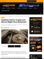 Goldman Sachs: Bitcoin And Crypto May Be Nearing A Bottom