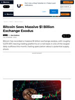 Bitcoin Sees Massive $1 Billion Exchange Exodus - U.Today
