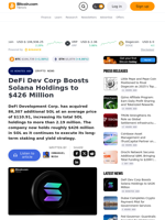 DeFi Dev Corp Boosts Solana Holdings to $426 Million – Crypto News Bitcoin News