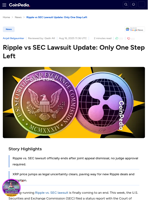 Ripple vs SEC Lawsuit Update: Only One Step Left