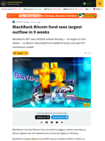 BlackRock Bitcoin ETF Records Largest Outflow Since May