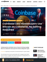 Coinbase Lets Homebuyers Use Bitcoin as Collateral, No Selling Required | Live Bitcoin News