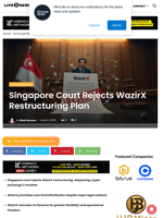 Singapore Court Rejects WazirX Restructuring Plan | Live Bitcoin News