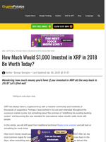 How Much Would $1,000 Invested in XRP in 2018 Be Worth Today?