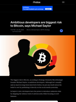 Ambitious developers are biggest risk to Bitcoin, says Michael Saylor
