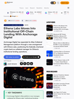 Ethena Labs Moves Into Institutional Off-Chain Lending With Anchorage Digital – Bitcoin News