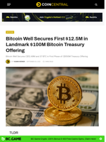 Bitcoin Well Secures First $12.5M in Landmark $100M Bitcoin Treasury Offering