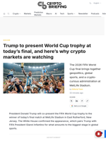 Trump to present World Cup trophy at today's final, and here's why crypto markets are watching
