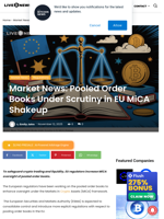 Market News: Pooled Order Books Under Scrutiny in EU MiCA Shakeup | Live Bitcoin News