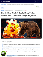 Bitcoin Bear Market Could Drag On for Months as ETF Demand Stays Negative