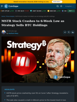 MSTR Stock Crashes to 6-Week Low as Strategy Sells BTC Holdings